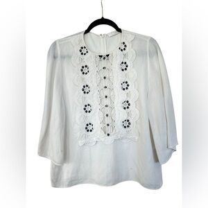 CHLOE Linen Flax Blend Milk Top